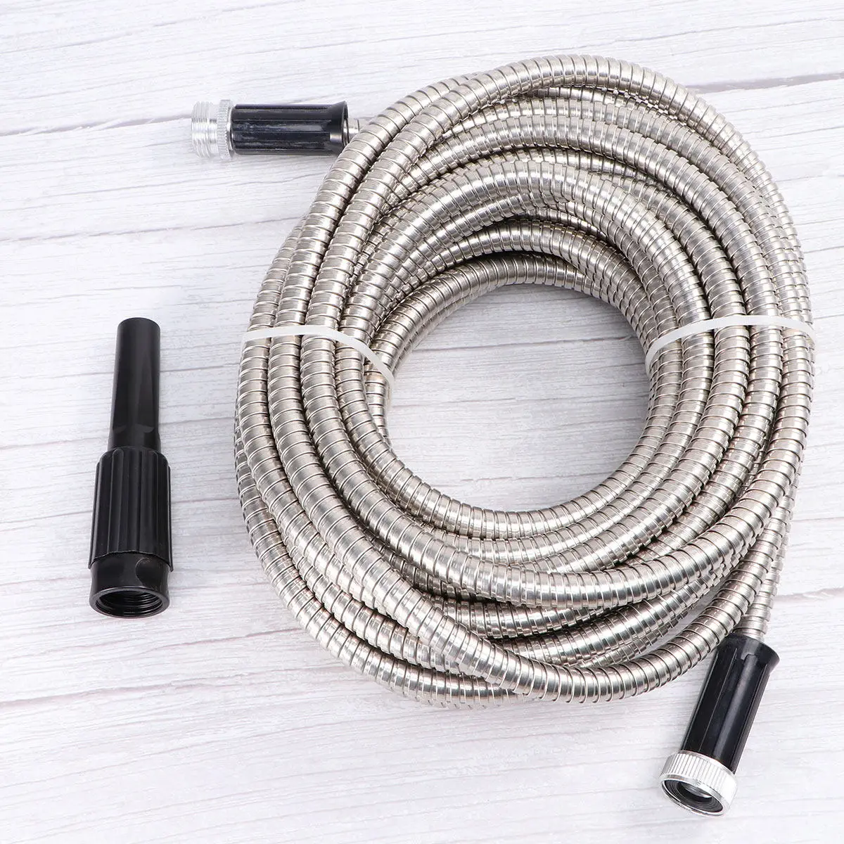 Telescopic Garden Hose 50 Stainless Steel Watering Pipe Foldable Nozzle Lightweight Outdoor Anti Kink Durable Flexible Garden