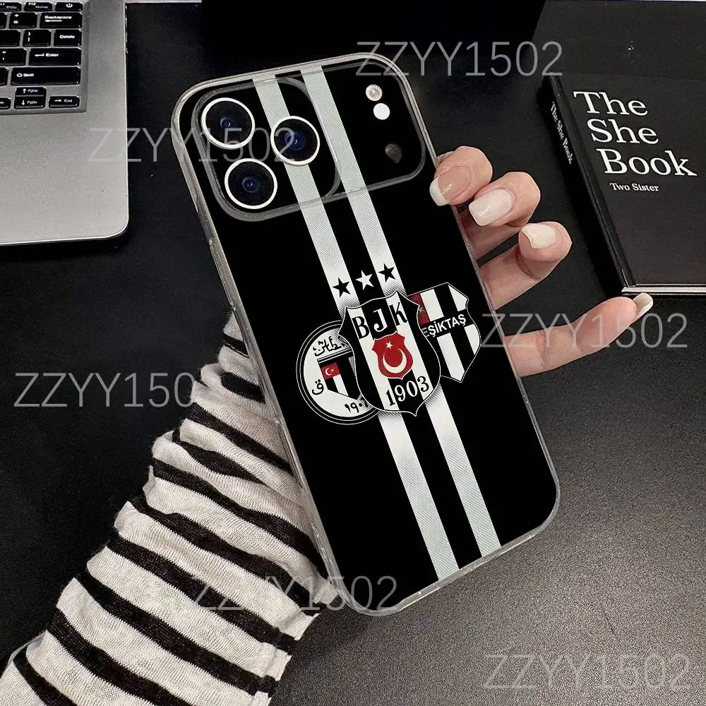 حافظة هاتف رياضية B-Besiktas B-JK لهواتف iPhone 17,16,15,14,13,12,11 Pro,Max,Plus,X,XS,XR,SE4,E Mini شفافة ناعمة