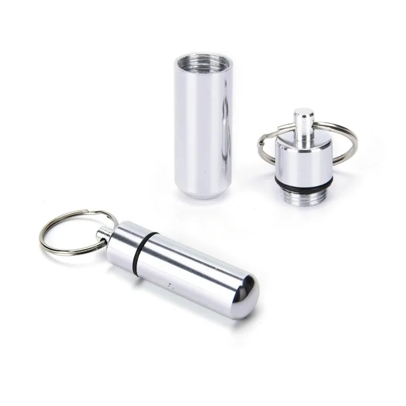 1pc Waterproof Pill Box Case Mini Pills Box Container Stainless Steel/Aluminum Alloy Medicine Bottle Keychain For Outside