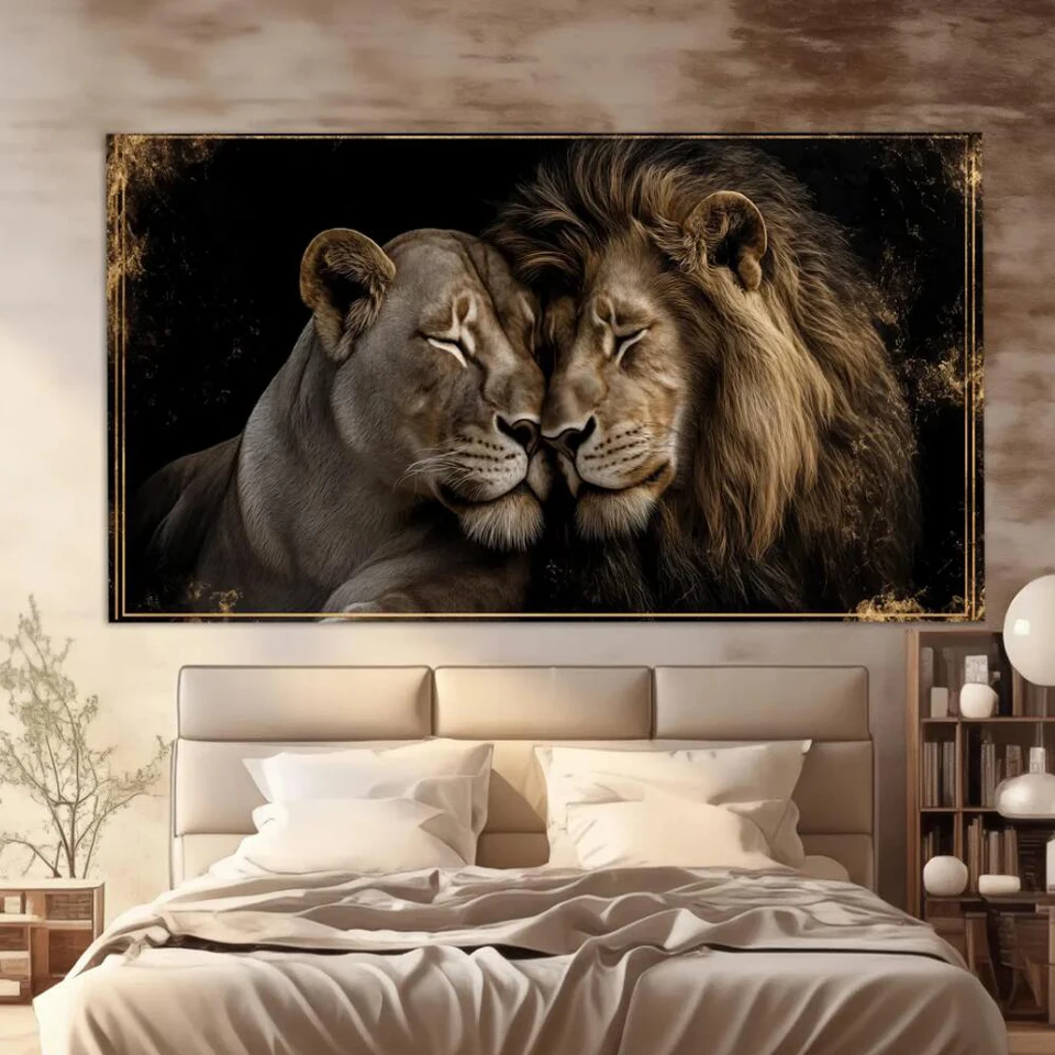 Loving Lions Couple Diy Diamond Painting Kits,Lion and Lioness Diamond Art Painting, Romantic Gift, Love Art, Bedroom Wall Decor