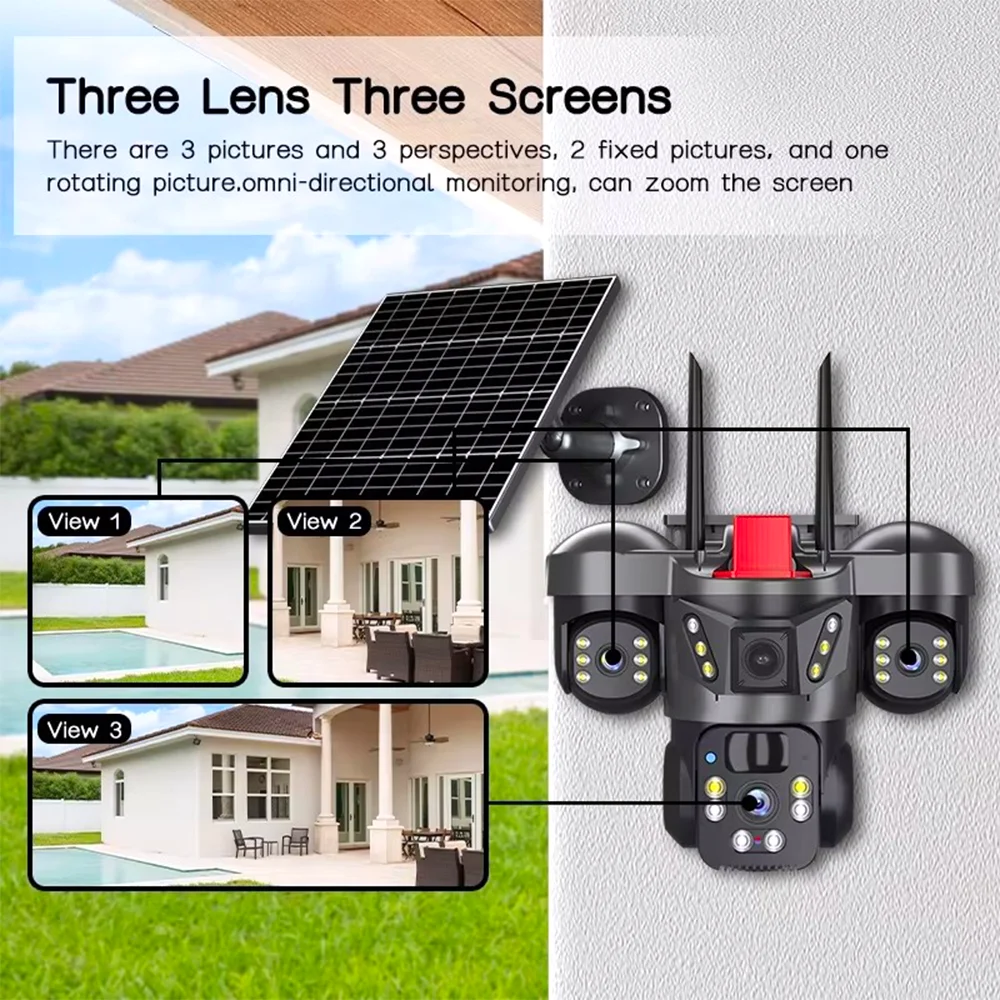 12MP Triple Len Outdoor Solar  - đánh giá và giá Night Vision Camera Wifi 4G