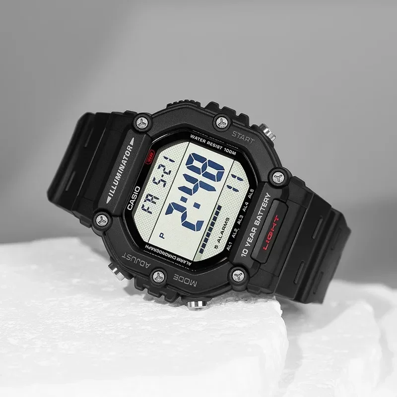 Casio AE-1600H Series Digital Watch,50mm Octagonal Case 100M WR Battery LED Backlight Multi Alarm Stopwatch for Men Sport