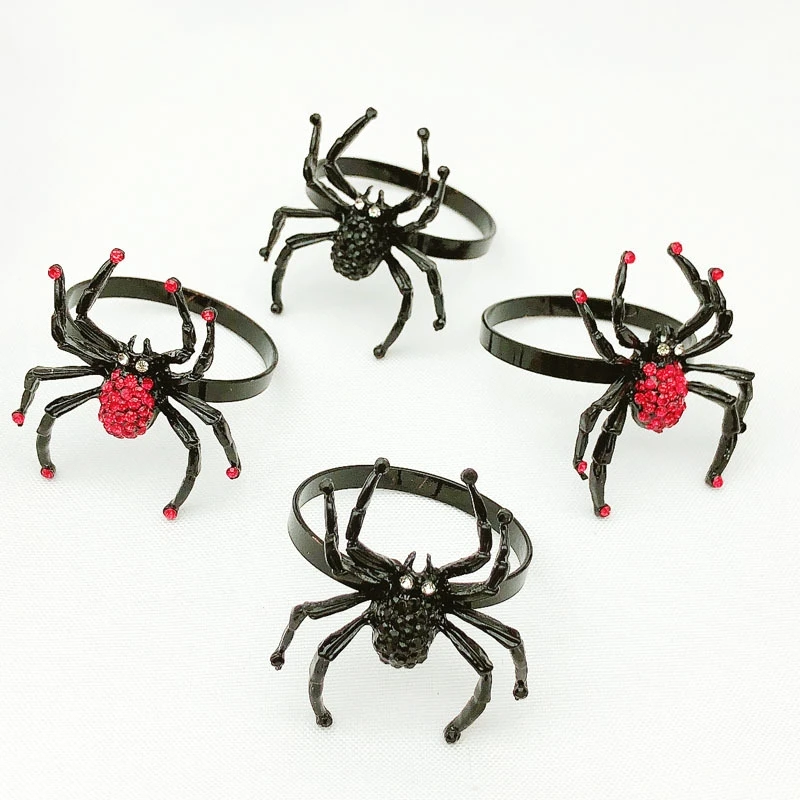 

6pcs/lot Halloween black spider napkin ring metal napkin ring hotel napkin holder suitable for banquet holiday party supplies