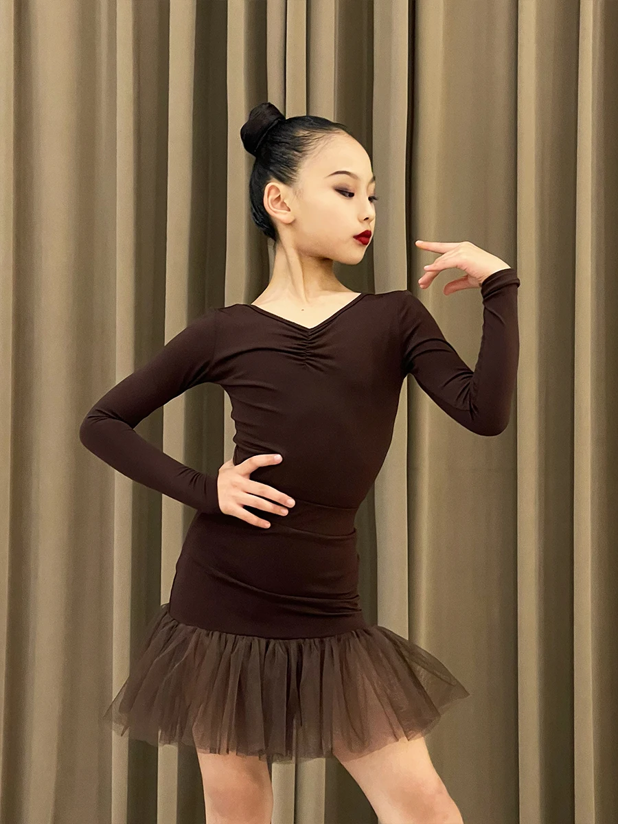 المهنية رومبا تانجو السالسا السامبا اللاتينية أزياء رقص الاطفال قاعة الرقص المنافسة فساتين الفتيات الأطفال المرحلة زي