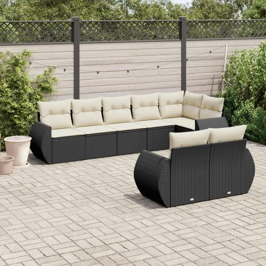 

Garden Sofa Set Outdoor Furniture Black and Cream White Comfortable Seating for Patio Garden Balcony Living Room