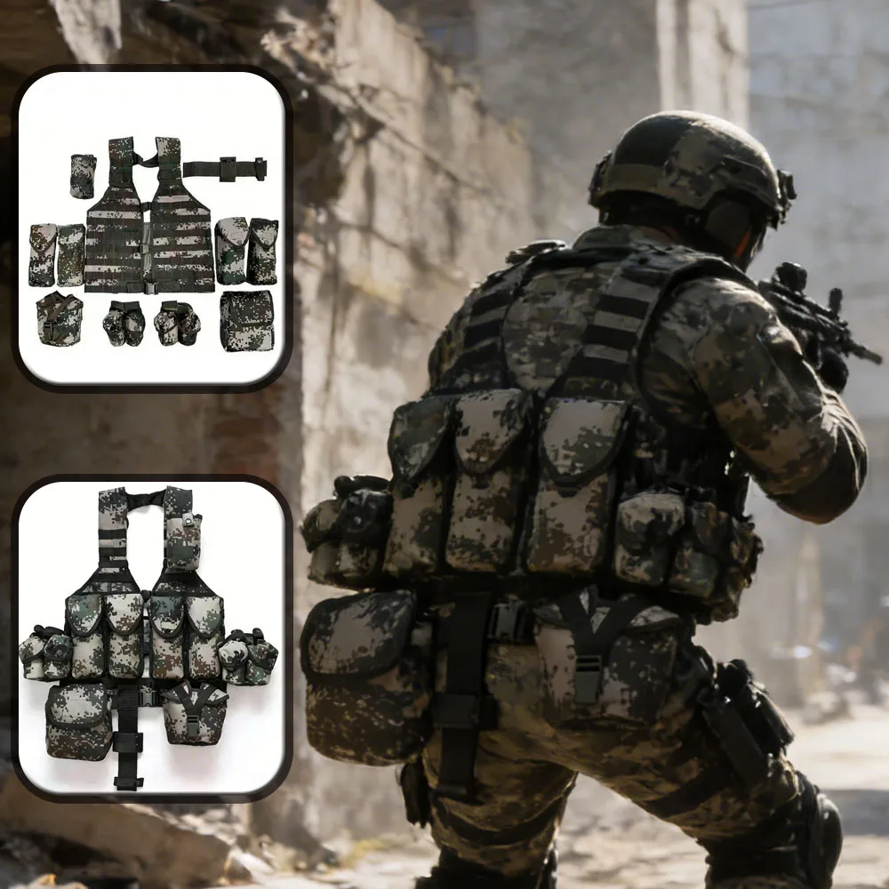 

Soldier-Type Military Vest, Full Coverage Tactical Vest Training Equipment Accessories Outdoor Military Army War Hunting Gear