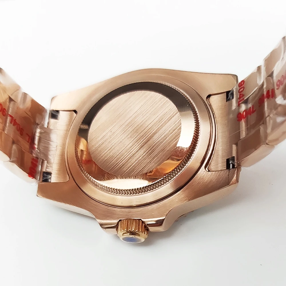Rose Gold Diving Case 40mm For SUB NH35 NH36 Movement  Watch Case Jubilee Bracelet Sapphire Slide Buckle 28.5mm Dial