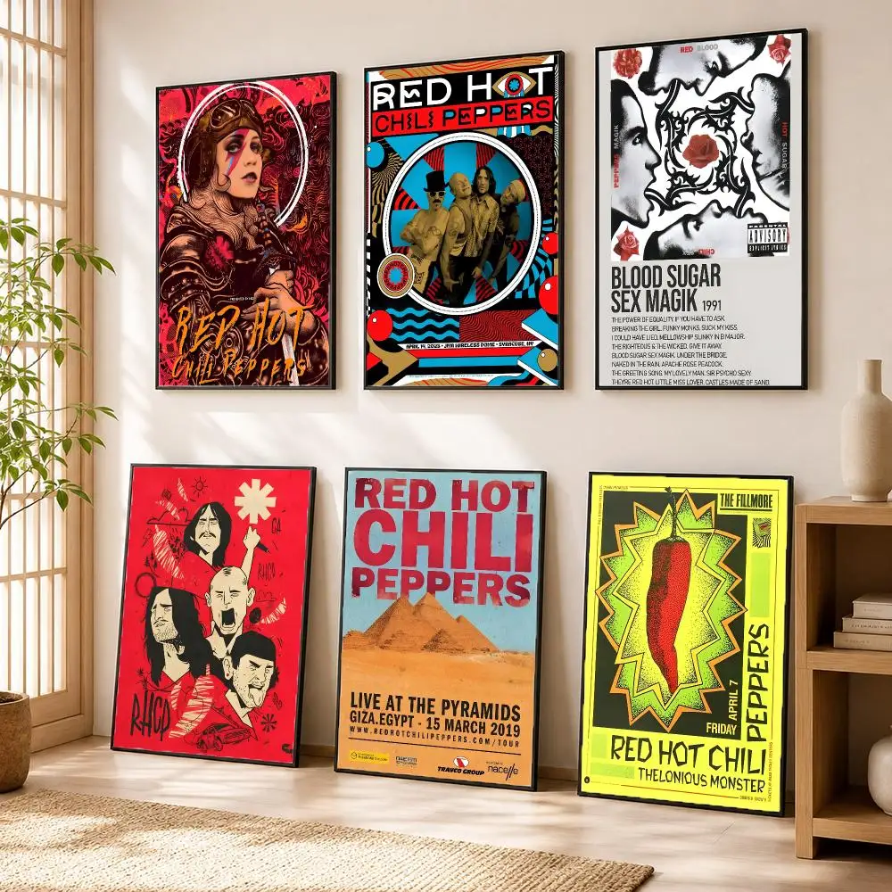 R-Red Hot Chili Peppers Classic Band Poster Modern Home Living Bedroom Bar Hallway Waterproof Wall Art Aesthetic Decor