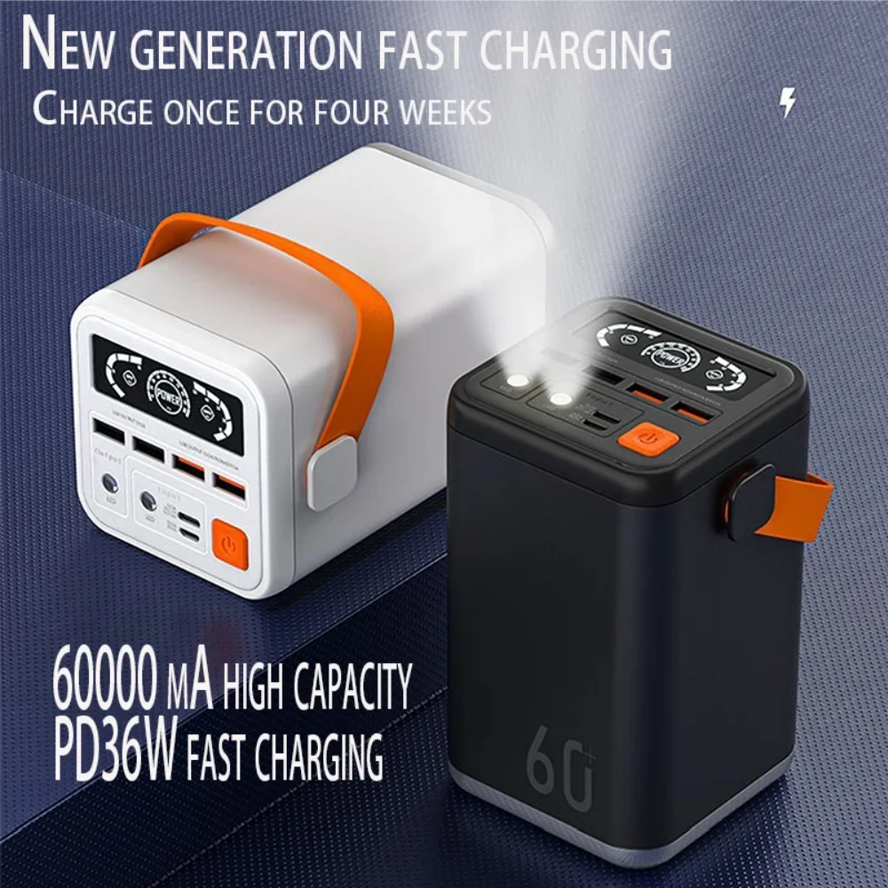 60000mAh 36W Power Bank Fast Charging Outdoor External Battery 4 USB Outputs Portable Powerbank For Xiaomi iPhone Samsung Huawei