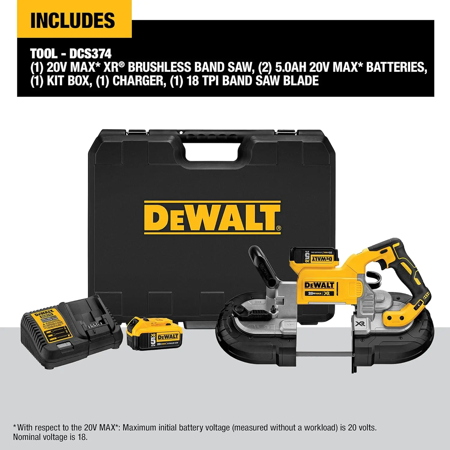 DEWALT DCS374P2 20V Max Deep Cut Band Saw Kit