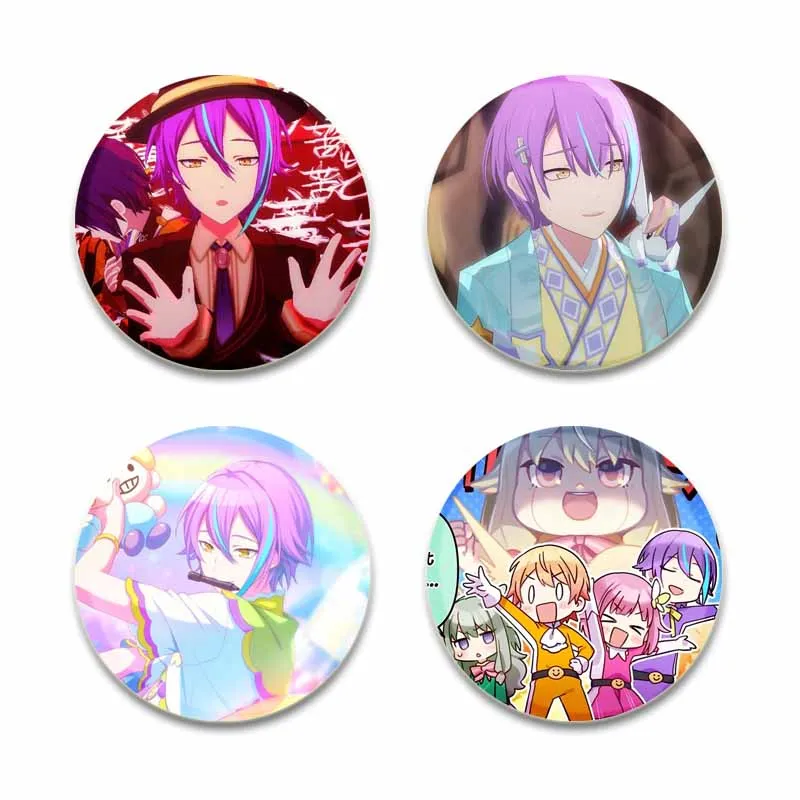 32/44/58mm Anime Figure Lapel Pins Round Project SEKAI Wonderlands×Showtime Kamishiro Rui Tin Plate Badge Brooch Fans Gifts