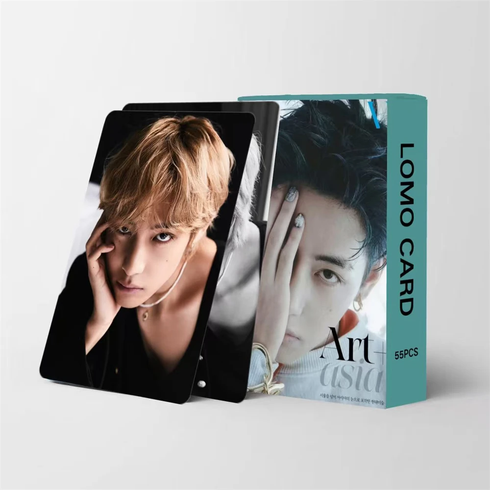55 unids/set KPOP Kim Tae Hyung álbum tarjetas fotográficas Art-Asia postal HD de dos caras V tarjetas LOMO en caja Personal Fans coleccionar regalos