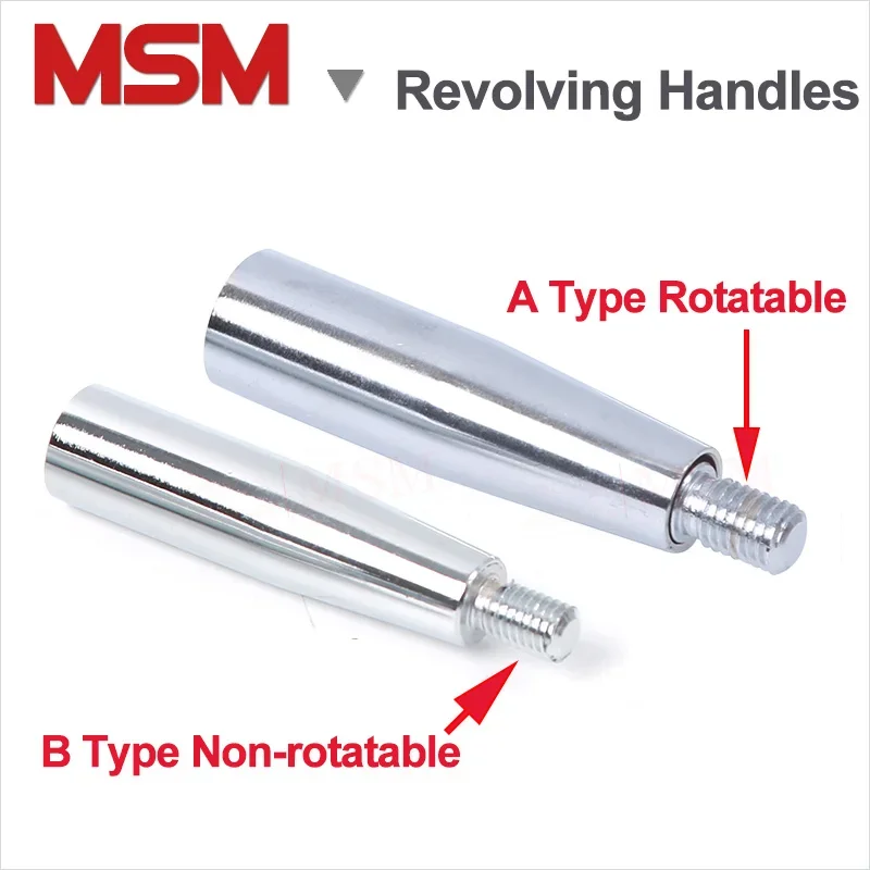 1pc Straight Revolving Handle Grips  Solid Metal Chromed Rotatable/Non-rotatable For Machine Handwheel M6 M8 M10 M12 M16 Thread