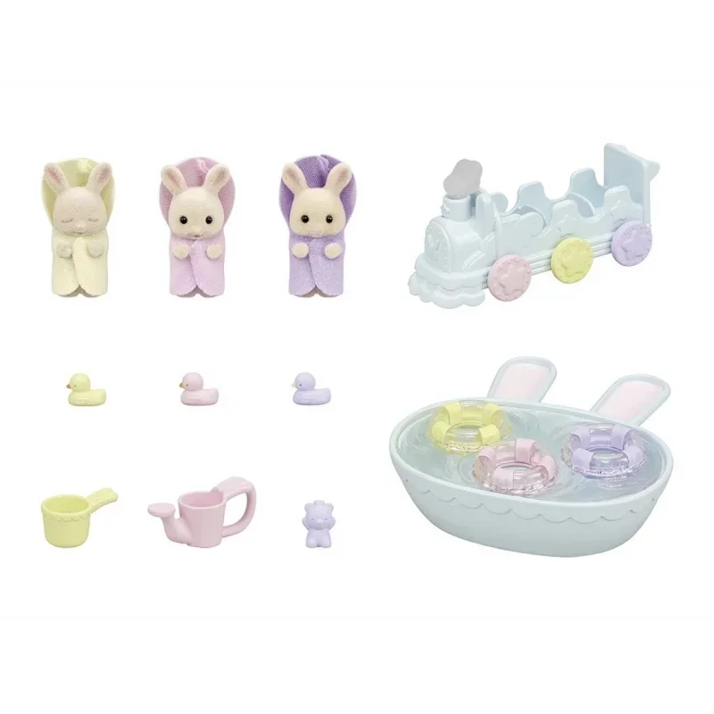 Sylvanian Families ของเล่นเด็กของเล่นของขวัญแท้สําหรับสาว Ternurine นมกระต่าย Triplets ชุดห้องน้ํา Ternuries