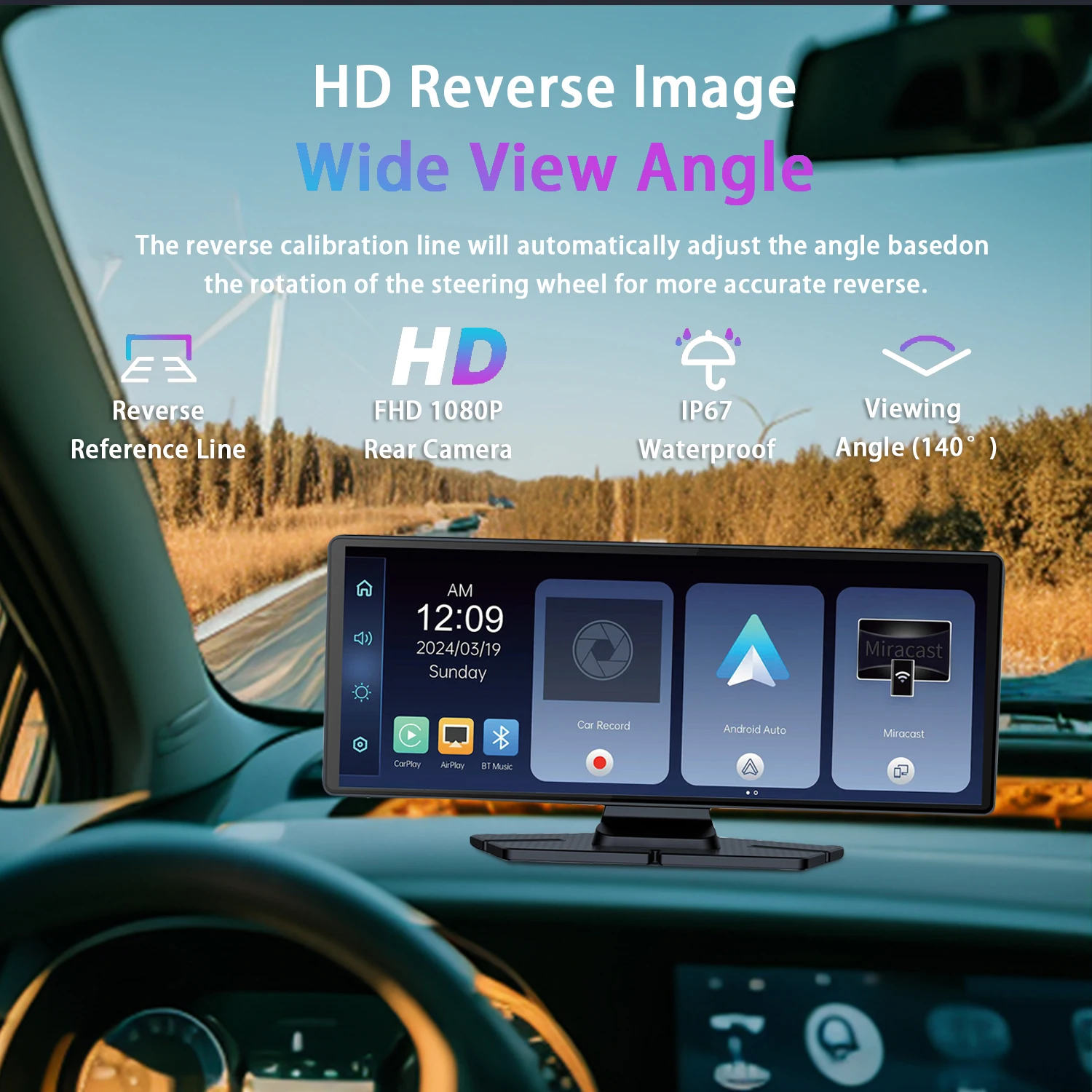 Автомобильный умный экран KQQ 10,26 дюйма с 4K видеорегистратором Carplay Android автомобильный портативный автомобильный стерео сенсорный экран автомобильный мультимедийный плеер