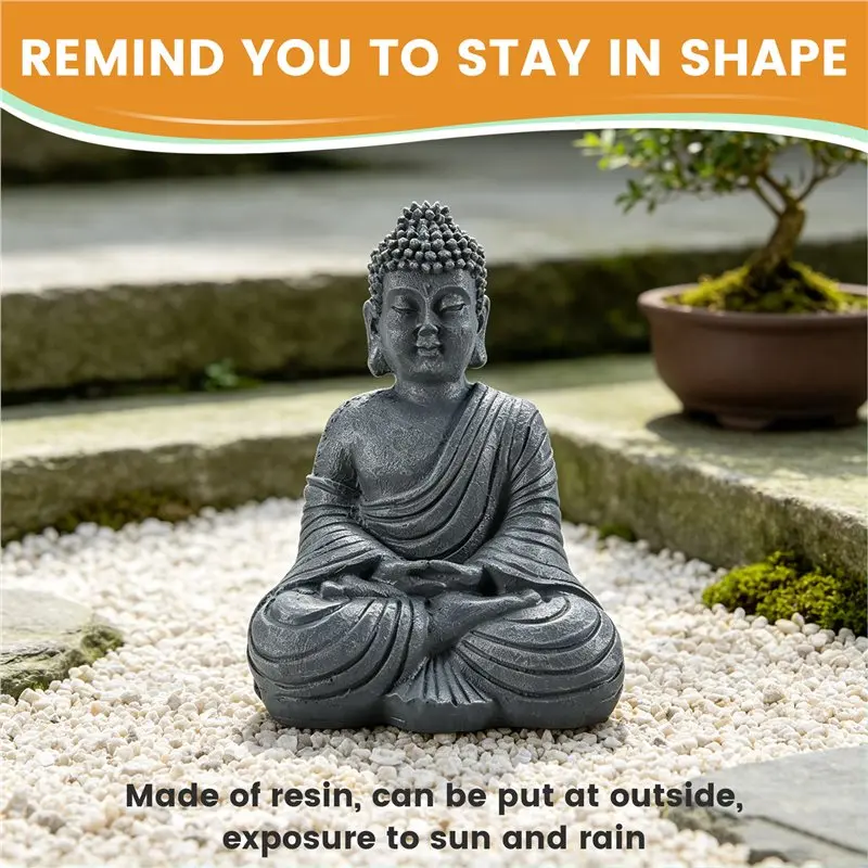 NEW HOT In Stock-Vintage Garden Buddha Statue Indoor Outdoor Garden Zen Buddhism Figurine Sculpture Home Office Store Decor Orna