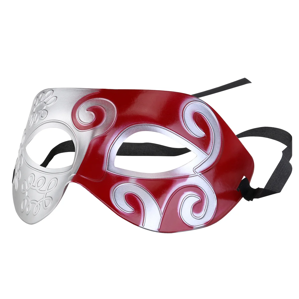 

Retro Roman .5Cm*9Cm Adult Men'S Masquerade Silver+Red Durable Hard Plastic Greek Facial For Halloween Fancy Dress Ball