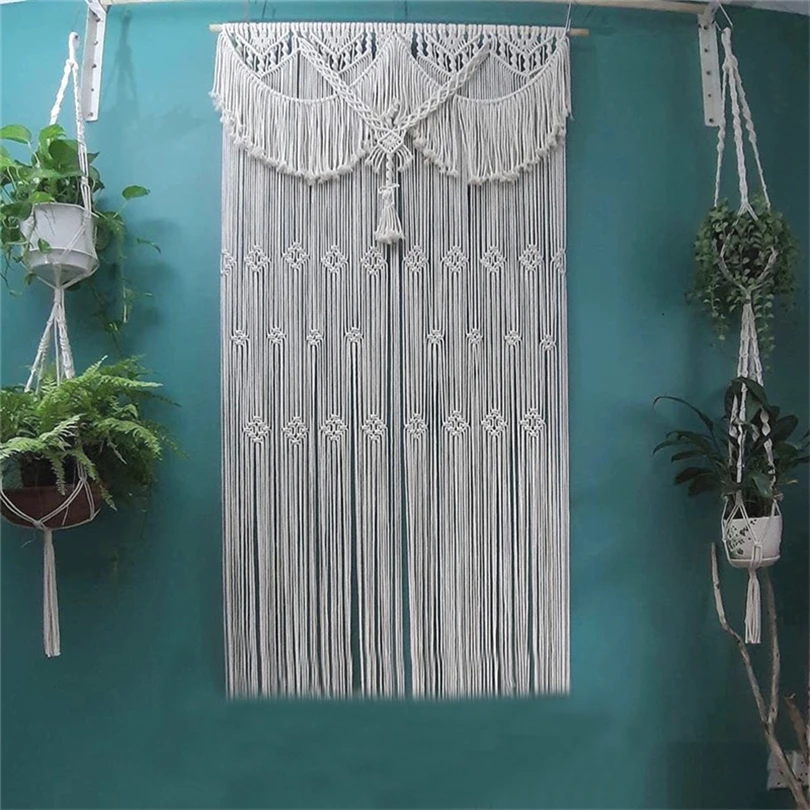 

Nordic Handwoven Macrame Curtain Wall Hanging Bohemian Tapestry for Boho Decoration Elegant Pendant Tassel Wedding Tapestry