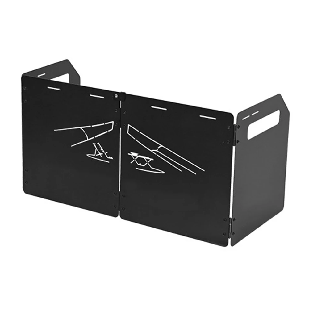 

Foldable Wind Blocker 47.5*22*25cm Carbon Steel Deflector Improved Combustion Efficiency Multi-functional Shelf