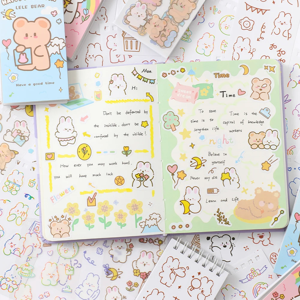 50 sheets Cute Cartoon Stickers Set Scrapbooking Washi Stickers Waterproof PET Stickers DIY Decorating Journaling