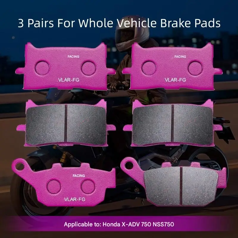 For XADV750/NSS750 Ceramic Brake Pads Short Break-In Heat Resist Steady Braking In Hot & Cold All Road Conditions