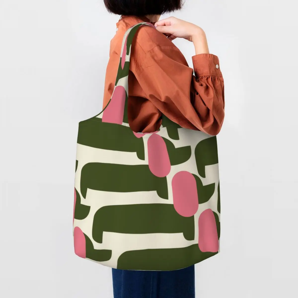 Custom Print Pink Dog Show Shopping Tote Bag Recycling Orla Kiely Grocery Canvas Shopper Shoulder Bags Photography Handbags