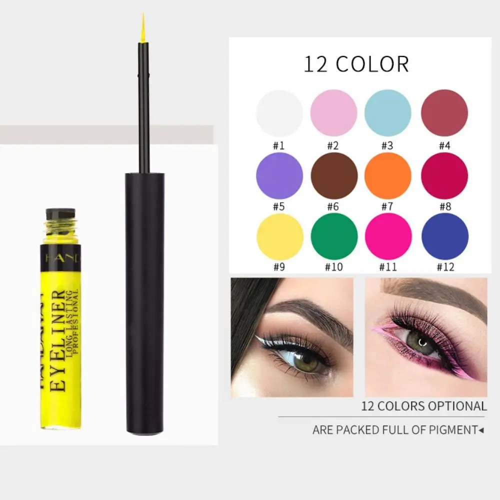 Lápiz Delineador de ojos líquido, resistente al agua, de secado rápido, mate, azul, blanco, rosa, neón, maquillaje, cosméticos, 1 unidad