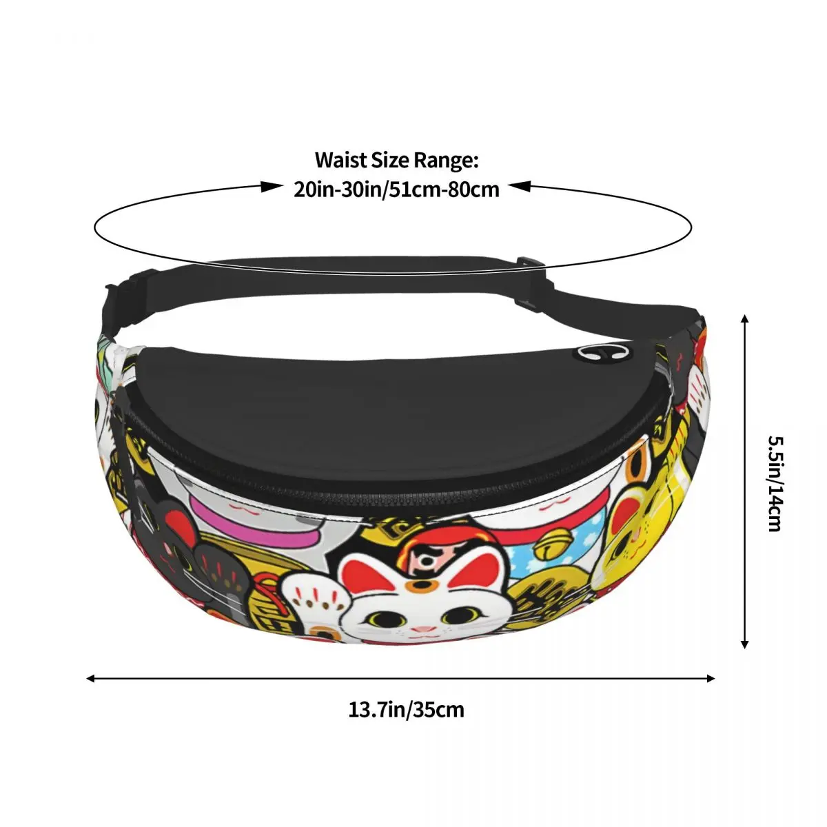 Printed Waist Bags Lucky Cat Maneki Neko Fashion Belt Bags Man Women\'s Sport Fanny Pack Design Banana Packs