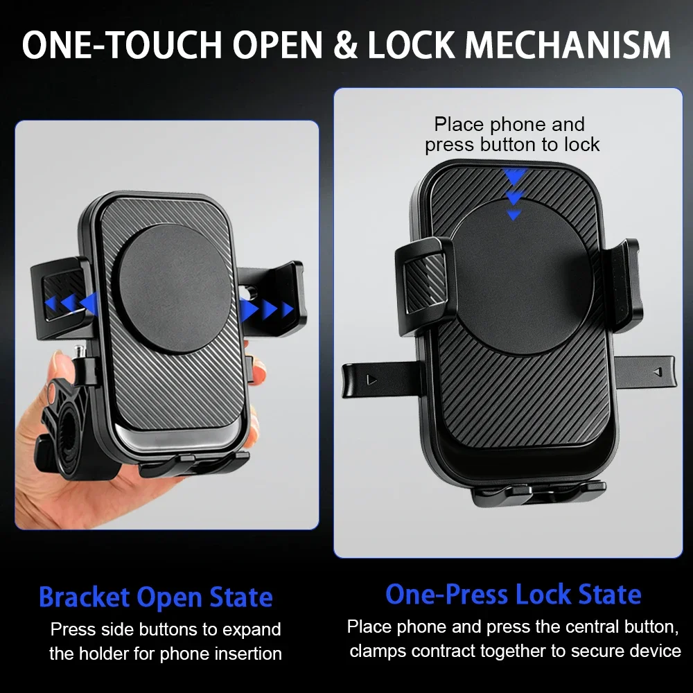 Universal Bike Phone Holder 360° Rotatable Phone Holder Handlebar Stand One Hand Operation GPS Clip For Motorcycle ATV Scooter