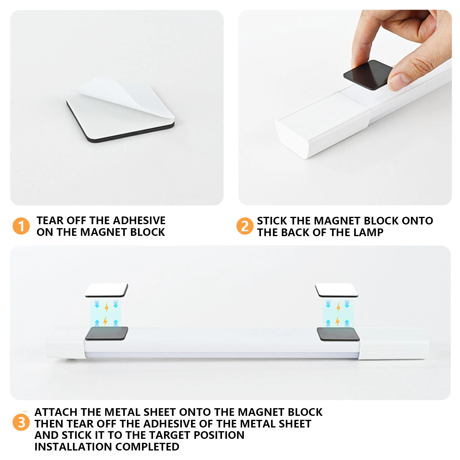 Luces debajo del gabinete, sensor de movimiento con pilas recargable para interiores, armario regulable magnético, inalámbrico debajo del mostrador para kit