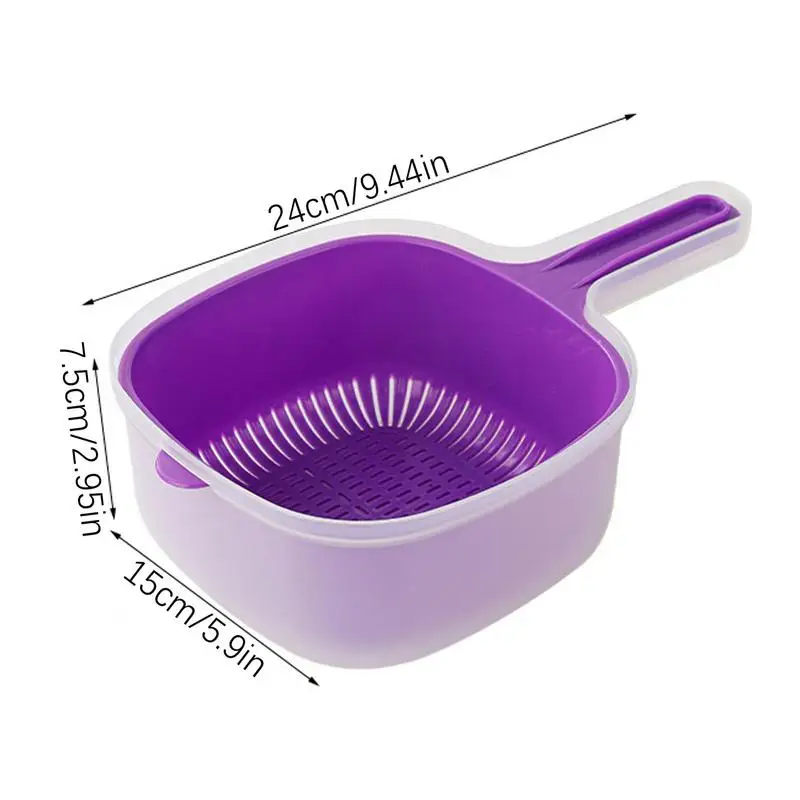 Kitchen Drain Basket Double-Layer Food Fruit Strainer With Handle Strainer Basket Food Storage Container Kitchen Strainer For