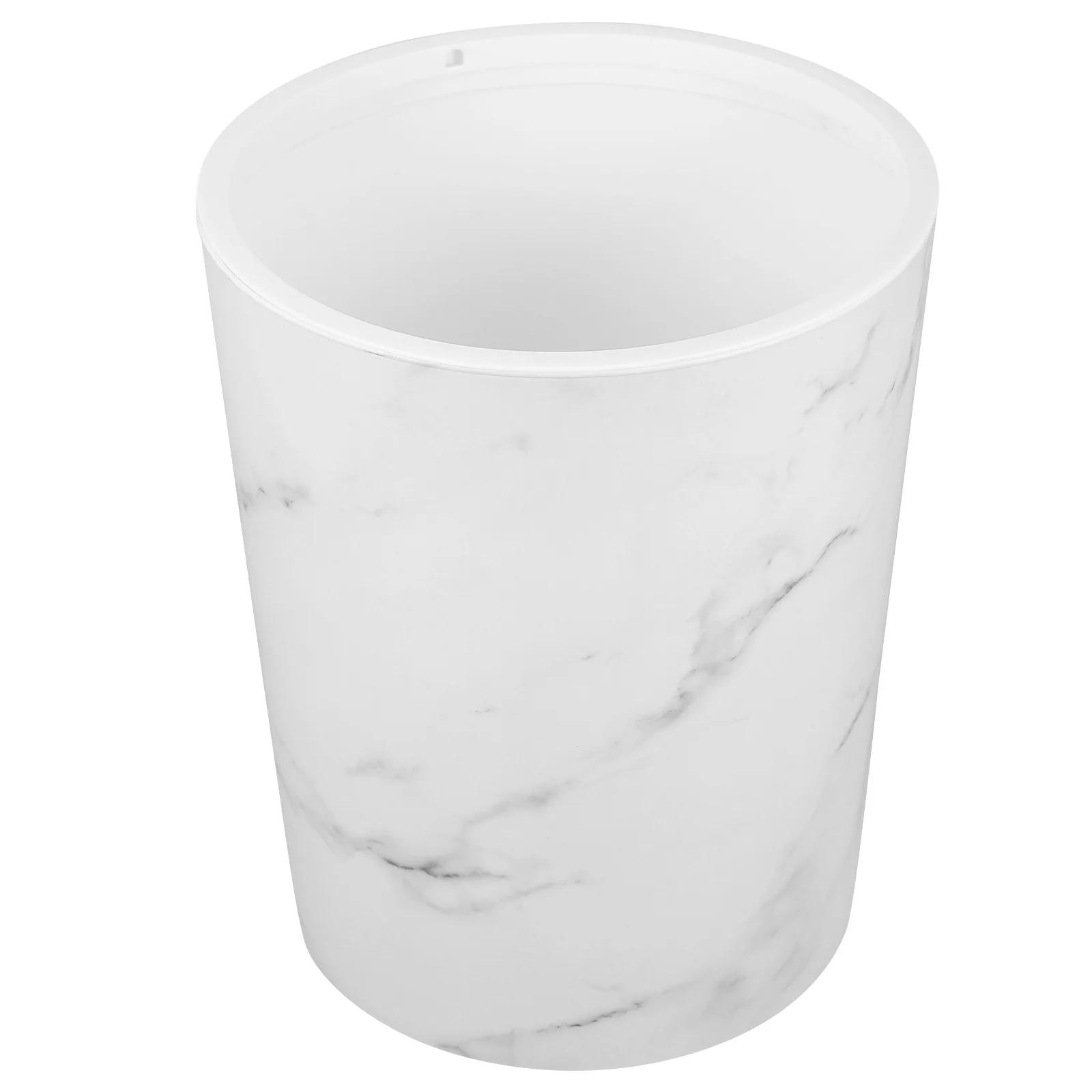 

White Marble Design Trash Bin Round Large Capacity Press Ring Waste Container for Kitchen Bathroom Bedroom Office Home Decor