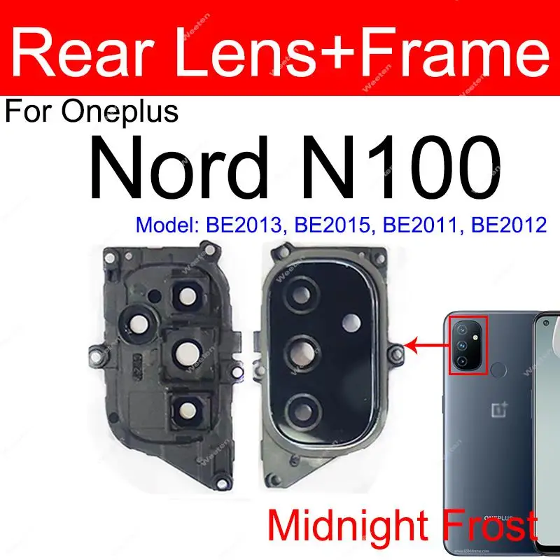 

Для OnePlus 1+Nord 2 3 Nord N100 N200 5G Задняя крышка объектива основной камеры Заднее стекло объектива с держателем рамки с наклейкой Ремонт