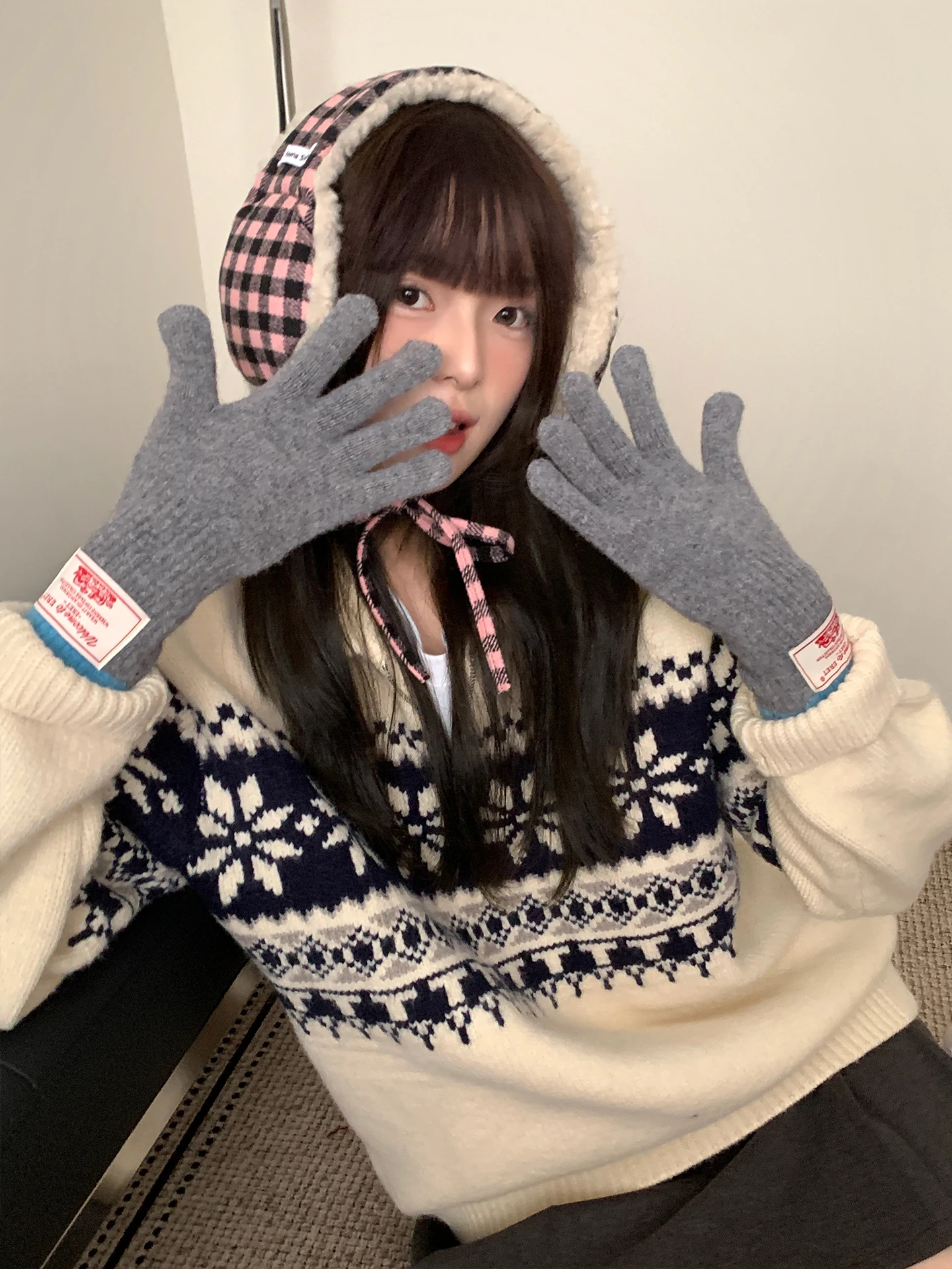 AliExpress Other Red Touch Screen Knitted Gloves For Women Autumn And Winter New Anti-Cold And Warm Cycling Separated Fingers Versatile