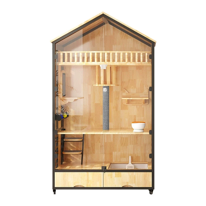 

Роскошная элитная клетка для кошек, вилла, квартира из массива дерева, роскошный дом с туалетом