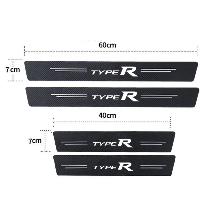 Luminous Carbon Fiber Car Door Sill Scuff Scratch Waterproof Sticker for Type R Auto Threshold Strip Protect Film For Honda