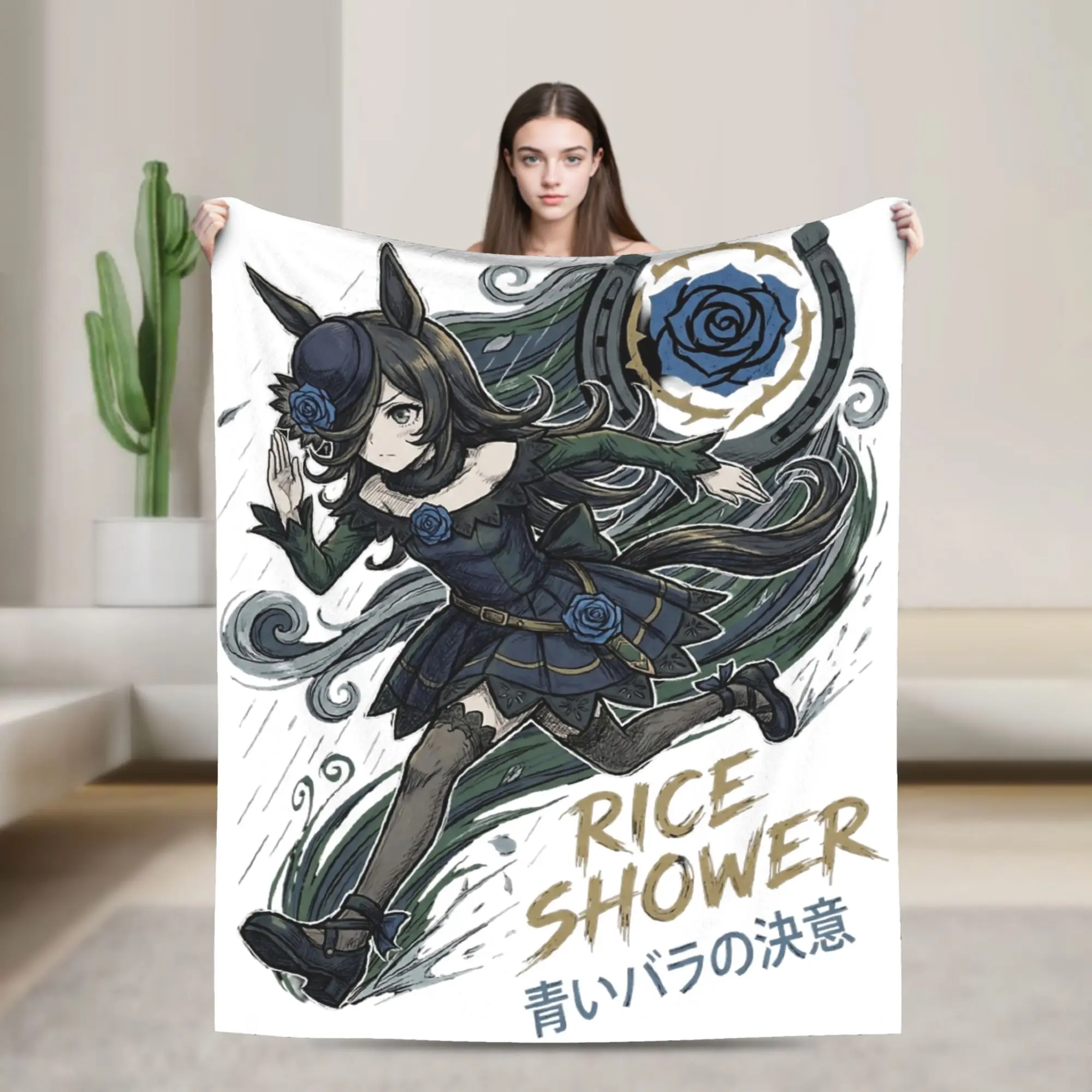 Rice Shower Umamusume Pretty Derby Blankets Coral Fleece Plush Autumn Lightweight Thin Throw Blankets for Bedding Office Quilt