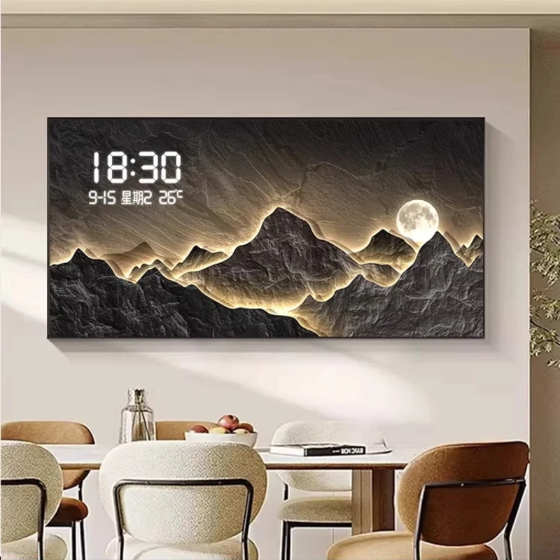 

Modern Luxury Wall Clock Living Room Decor Painting Restaurant Number Display Perpetual Calendar Silent Hang Clock Home Decor