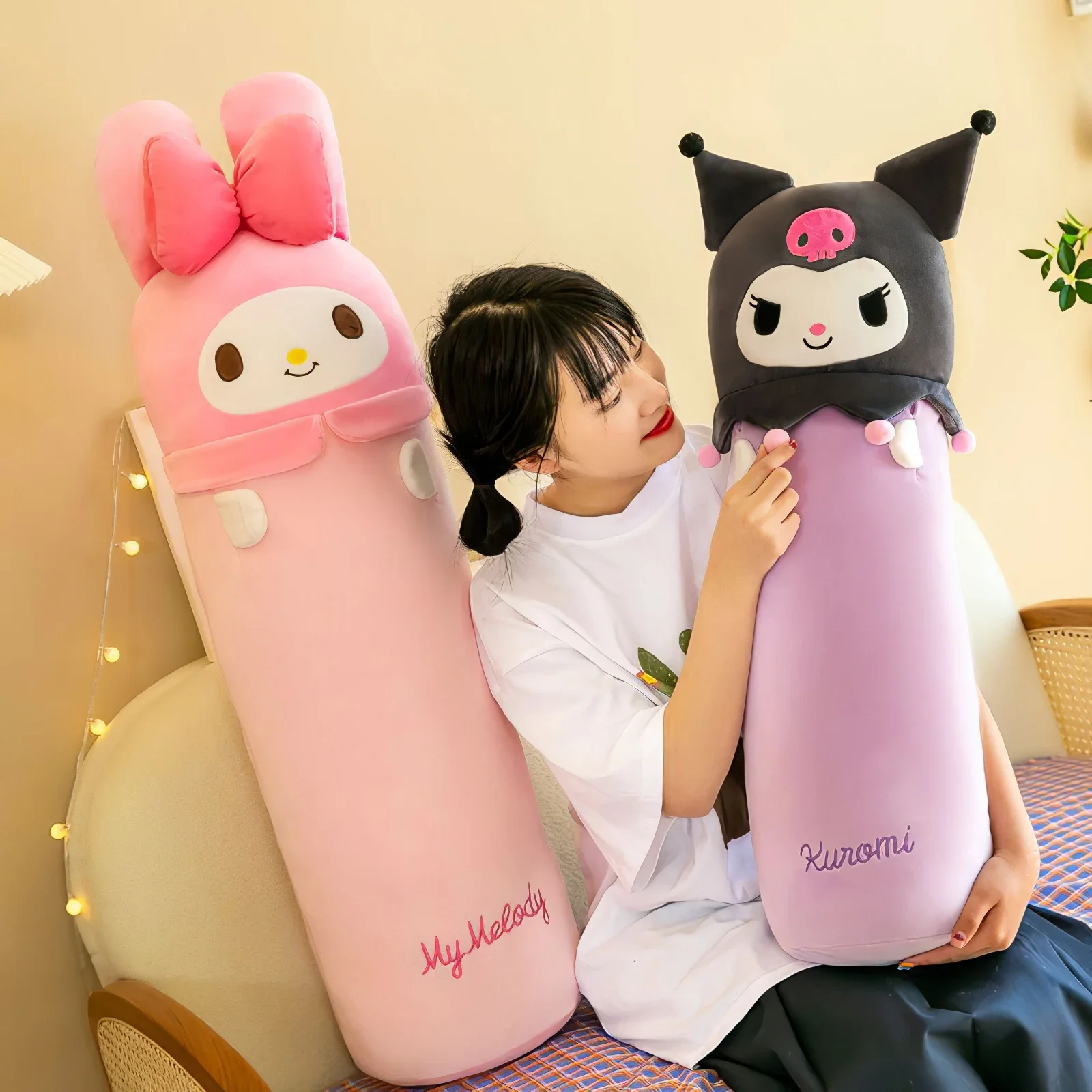 100cm Anime Sanrio My Melody Kuromi Plush Toy Cute Devil Large Size Long Plushies Soft Stuffed Pillow Sleeping Cushion Kids Gift