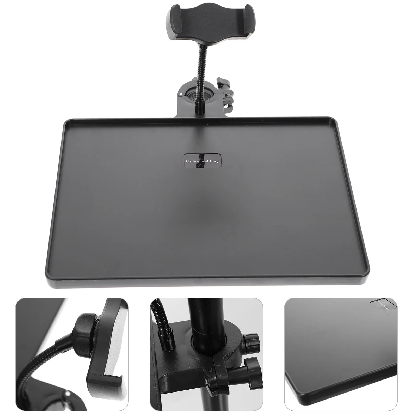 Microphone Stand Tray Holder Clamp-On Design For Live Streaming Compatible With Most Mic Stands Rust Resistant Durable