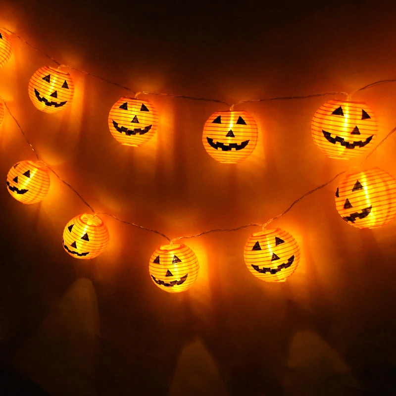 

10LEDs Halloween Pumpkin String Lights Battery Operated Orange Pumpkin Lanterns Lights Garland Home Halloween Party Decorations