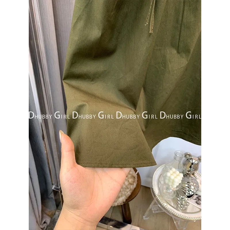 Summer Army Creen Skirts Womens 2023 New Vintage Skirt Elastic Casual Midi Skirt Women Clothes Jupe