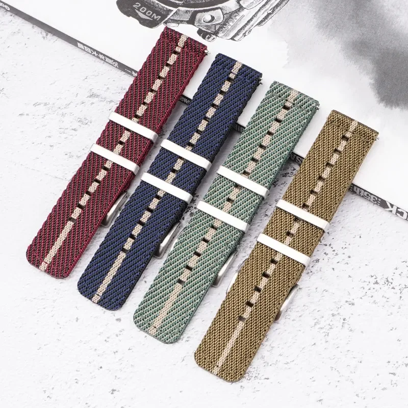 Nylon Strap 18mm 20mm 22mm 24mm Weave Stripe Canvas Watch Band Men Women Quick Release Sport Wrist Bracelet for Casio Seiko