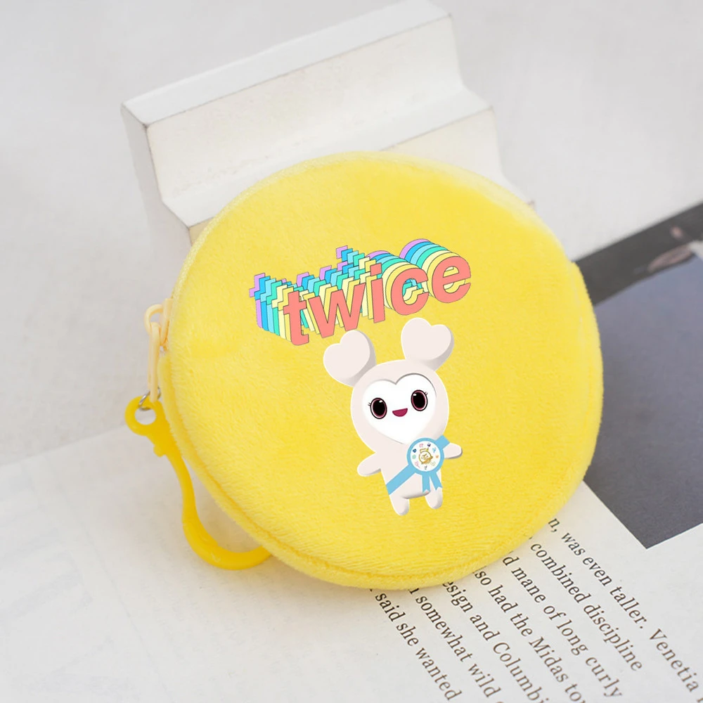 KPOP TWICE Coin Purse Cartoon Cute Printed Plush Wallet Keychain Pendant Backpack Accessories Sana NAYEON Mina DaHyun Fans Gift