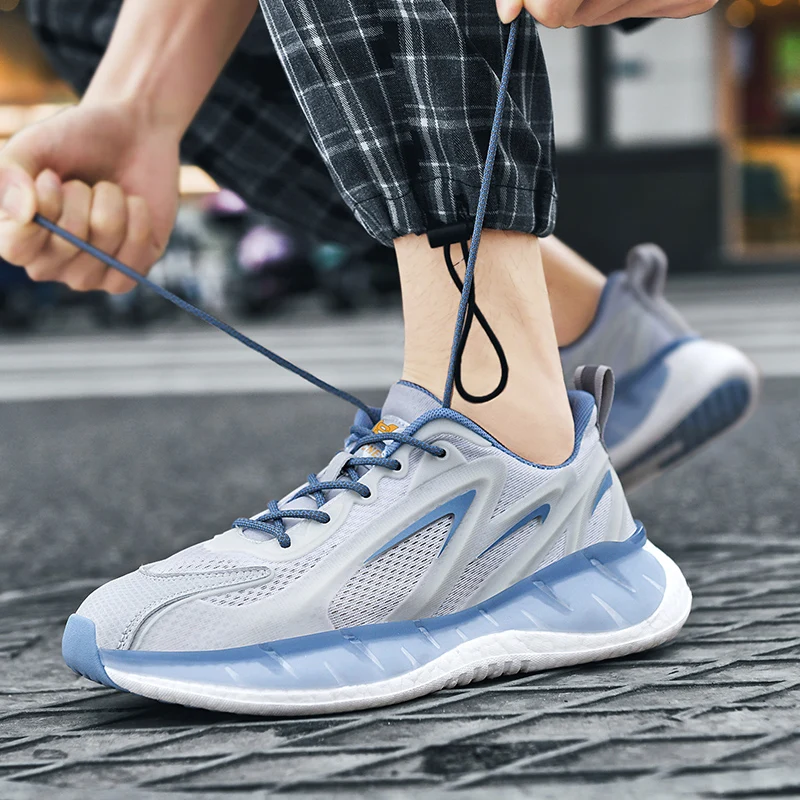 

Летние дышащие сетчатые туфли 202, мужские кроссовки с мягкой точкой из попкорна, стильная и универсальная спортивная обувь для студентов