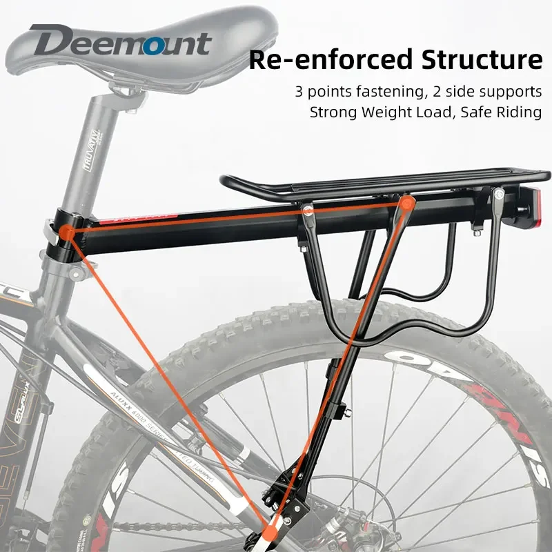 Deemount Bicycle Luggage Carrier Cargo Rear Rack Shelf Cycling Bag Stand Holder Trunk Fit 20-29\'\' Mtb &4.0\'\'  Fat Bike