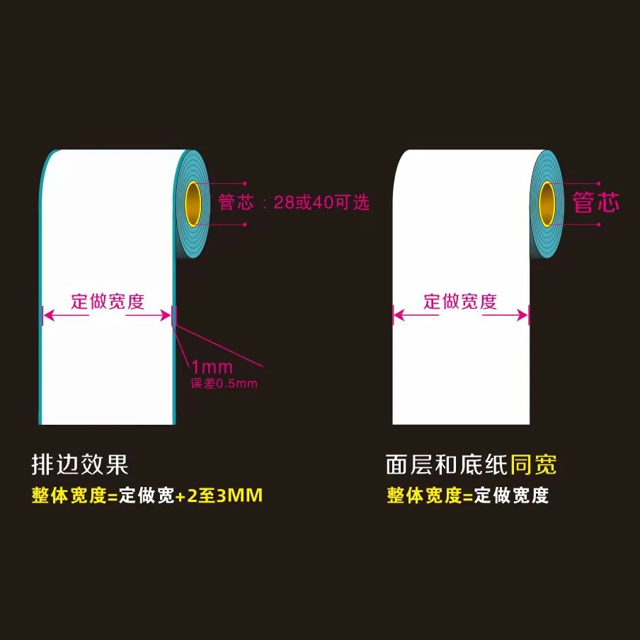 Big Roll Thermal continuous self-adhesive printing paper 40 50 55 60 70 75 80 100 110 mm wide thermal label paper