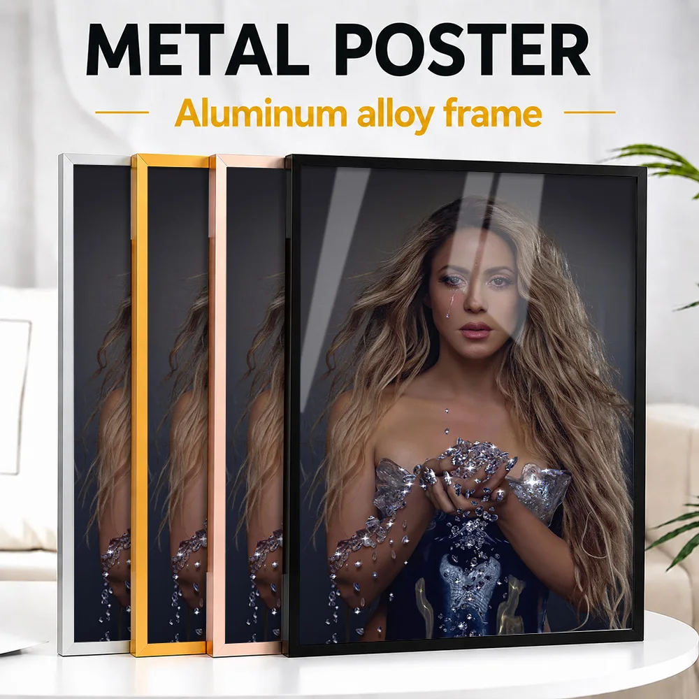 Shakira With Diamonds And Tears Framed Metal Print Customized Recording Tribute Wall Art For Singer Fans Decorating Music Room