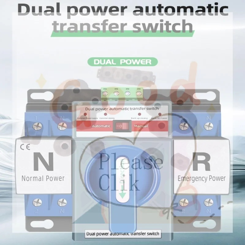 【HG】Dual Power Automatic Transfer Switch 2P 63A 220V Dual Power Auto Transfer Switch Electrical Switch
