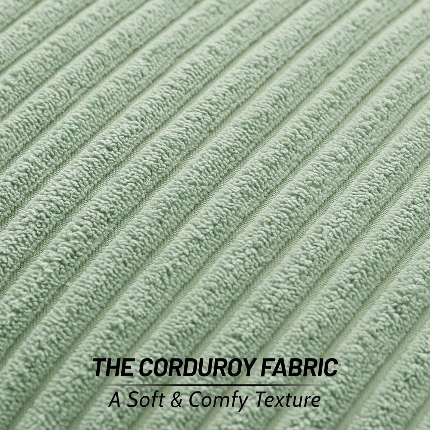 Sage Green Decorative Throw Pillow Covers 18x18 Inch Soft Corduroy Striped Square Cushion Cases Modern Farmhouse Boho Home Decor